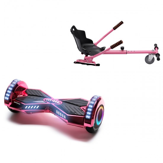 Elektromos Hoverboard Standard GoKart Szett, 6.5 colos, Transformers ElectroPink PRO, Nagy Hatótávolság, és Rózsaszín Hoverkart, Smart Balance
