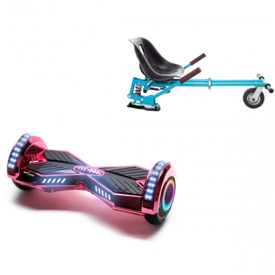 Elektromos Hoverboard GoKart Szett Lengéscsillapítókkal, 6.5 colos, Transformers ElectroPink PRO, Standard Hatótávolság, Kék HoverKart Lengéscsillapítókkal, Smart Balance