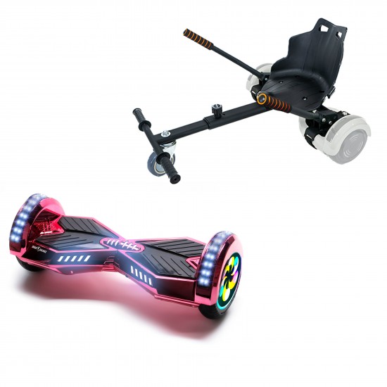 Elektromos Hoverboard Standard GoKart Szett, 8 colos, Transformers ElectroPink PRO, Nagy Hatótávolság, és Fekete Hoverkart, Smart Balance