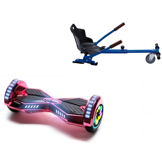 Elektromos Hoverboard Standard GoKart Szett, 8 colos, Transformers ElectroPink PRO, Nagy Hatótávolság, és Kék Hoverkart, Smart Balance