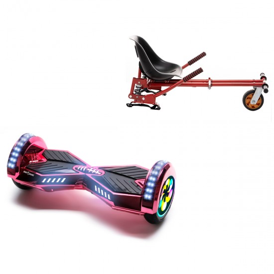 Elektromos Hoverboard GoKart Szett Lengéscsillapítókkal, 8 colos, Transformers ElectroPink PRO, Standard Hatótávolság, Piros HoverKart Lengéscsillapítókkal, Smart Balance