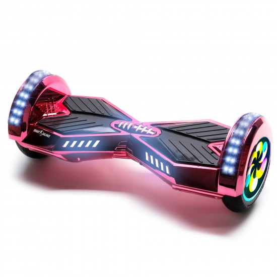 Elektromos Hoverboard Standard GoKart Szett, 8 colos, Transformers ElectroPink PRO, Nagy Hatótávolság, és Fehér Hoverkart, Smart Balance 4