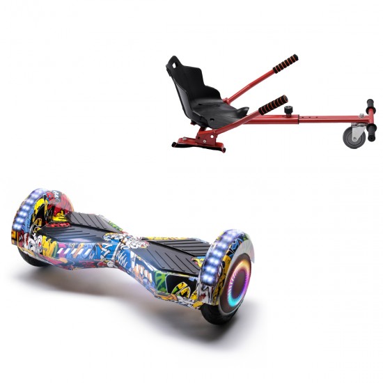 Elektromos Hoverboard Standard GoKart Szett, 6.5 colos, Transformers HipHop PRO, Standard Hatótávolság, és Piros Hoverkart, Smart Balance