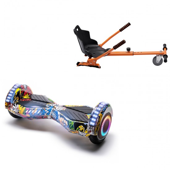 Elektromos Hoverboard Standard GoKart Szett, 6.5 colos, Transformers HipHop PRO, Nagy Hatótávolság, és Narancs Hoverkart, Smart Balance