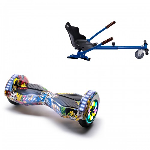 Elektromos Hoverboard Standard GoKart Szett, 8 colos, Transformers HipHop PRO, Nagy Hatótávolság, és Kék Hoverkart, Smart Balance