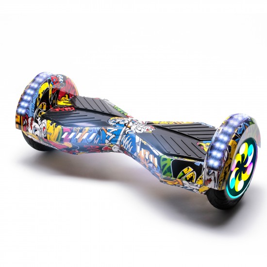 Elektromos Hoverboard csomag Komfortos Üléssel, 8 colos, Transformers HipHop PRO, Nagy Hatótávolság, Fekete Szivacsos ülés, Smart Balance 8