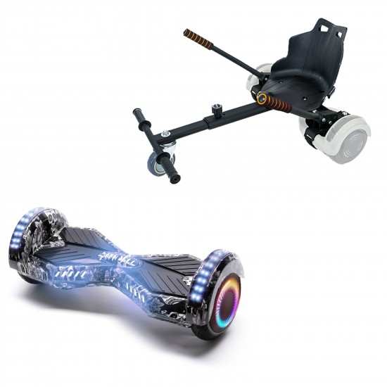 Elektromos Hoverboard Standard GoKart Szett, 6.5 colos, Transformers SkullHead PRO, Nagy Hatótávolság, és Fekete Hoverkart, Smart Balance