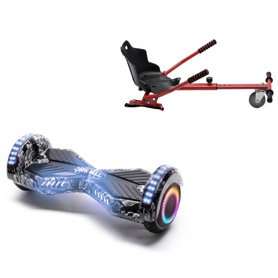 Elektromos Hoverboard Standard GoKart Szett, 6.5 colos, Transformers SkullHead PRO, Standard Hatótávolság, és Piros Hoverkart, Smart Balance