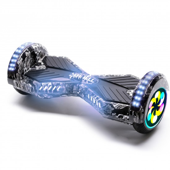 Elektromos Hoverboard Standard GoKart Szett, 8 colos, Transformers SkullHead PRO, Nagy Hatótávolság, és Fehér Hoverkart, Smart Balance 2
