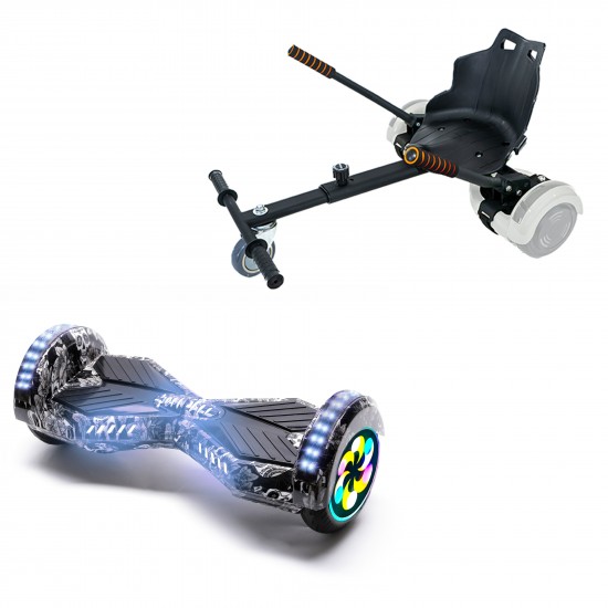 Elektromos Hoverboard Standard GoKart Szett, 8 colos, Transformers SkullHead PRO, Standard Hatótávolság, és Fekete Hoverkart, Smart Balance