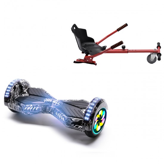 Elektromos Hoverboard Standard GoKart Szett, 8 colos, Transformers SkullHead PRO, Nagy Hatótávolság, és Piros Hoverkart, Smart Balance