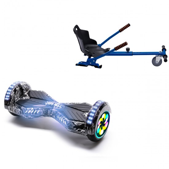 Elektromos Hoverboard Standard GoKart Szett, 8 colos, Transformers SkullHead PRO, Nagy Hatótávolság, és Kék Hoverkart, Smart Balance