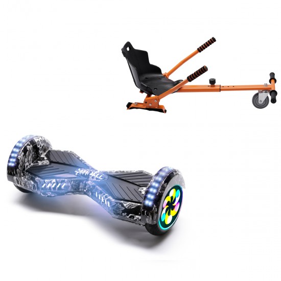 Elektromos Hoverboard Standard GoKart Szett, 8 colos, Transformers SkullHead PRO, Standard Hatótávolság, és Narancs Hoverkart, Smart Balance