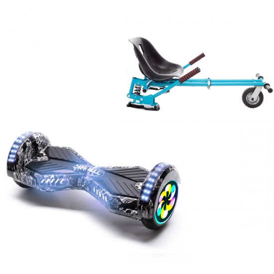 Elektromos Hoverboard GoKart Szett Lengéscsillapítókkal, 8 colos, Transformers SkullHead PRO, Standard Hatótávolság, Kék HoverKart Lengéscsillapítókkal, Smart Balance