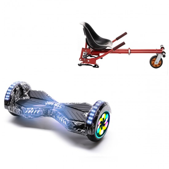 Elektromos Hoverboard GoKart Szett Lengéscsillapítókkal, 8 colos, Transformers SkullHead PRO, Nagy Hatótávolság, Piros HoverKart Lengéscsillapítókkal, Smart Balance