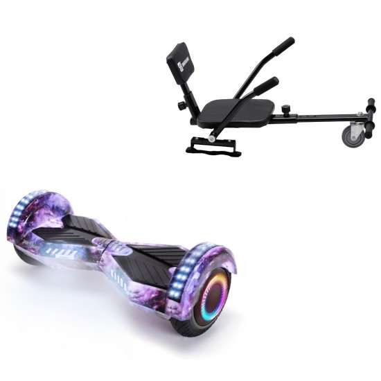 Elektromos Hoverboard csomag Komfortos Üléssel, 6.5 colos, Transformers Galaxy PRO, Nagy Hatótávolság, Fekete Szivacsos ülés, Smart Balance