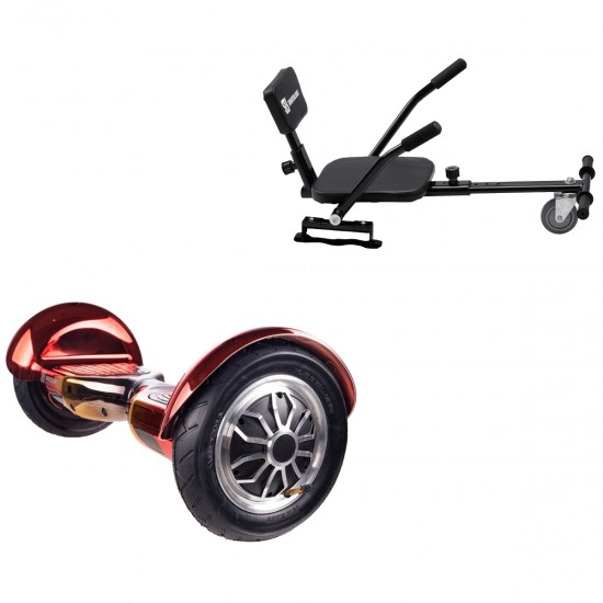 Elektromos Hoverboard csomag Komfortos Üléssel, 10 colos, Off-Road Sunset, Nagy Hatótávolság, Fekete Szivacsos ülés, Smart Balance