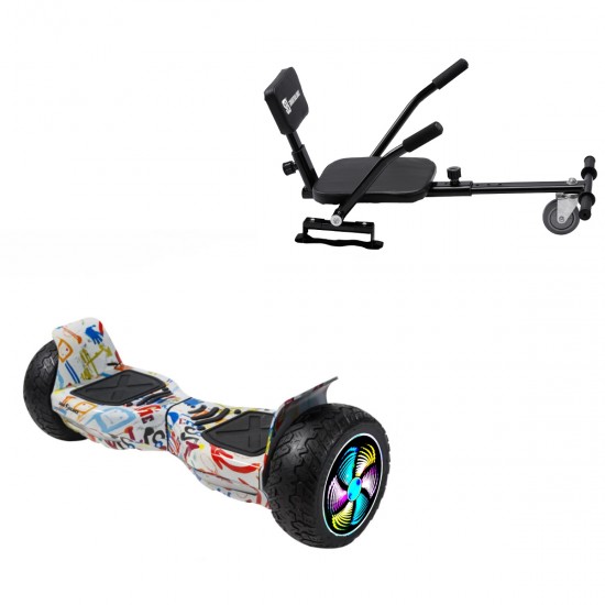 Elektromos Hoverboard csomag Komfortos Üléssel, 8.5 colos, Hummer Splash PRO, Nagy Hatótávolság, Fekete Szivacsos ülés, Smart Balance