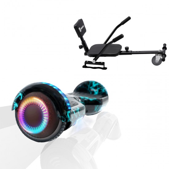 Elektromos Hoverboard csomag Komfortos Üléssel, 6.5 colos, Regular Thunderstorm PRO, Nagy Hatótávolság, Fekete Szivacsos ülés, Smart Balance