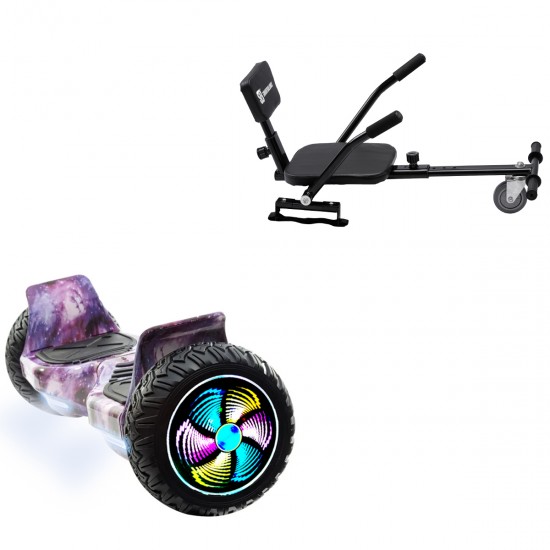 Elektromos Hoverboard csomag Komfortos Üléssel, 8.5 colos, Hummer Galaxy PRO, Nagy Hatótávolság, Fekete Szivacsos ülés, Smart Balance