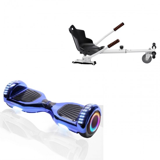 Elektromos Hoverboard Standard GoKart Szett, 6.5 colos, Regular ElectroBlue PRO, Standard Hatótávolság, és Fehér Hoverkart, Smart Balance