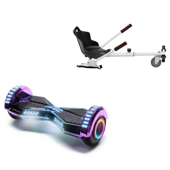 Elektromos Hoverboard Standard GoKart Szett, 6.5 colos, Transformers Dakota PRO, Nagy Hatótávolság, és Fehér Hoverkart, Smart Balance