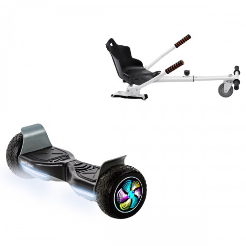 Elektromos Hoverboard Standard GoKart Szett, 8.5 colos, Hummer Black PRO, Nagy Hatótávolság, és Fehér Hoverkart, Smart Balance