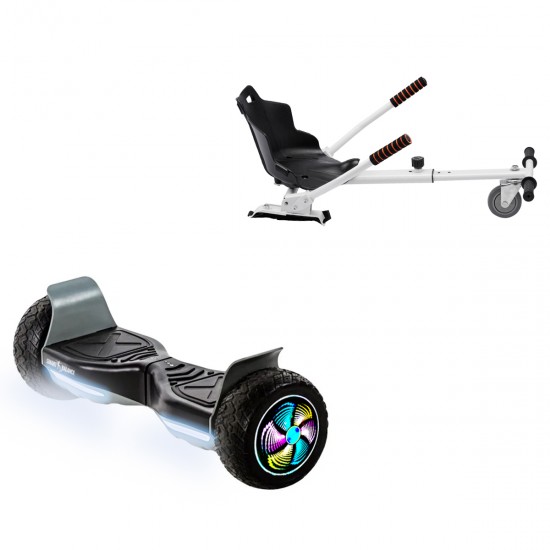 Elektromos Hoverboard Standard GoKart Szett, 8.5 colos, Hummer Black PRO, Nagy Hatótávolság, és Fehér Hoverkart, Smart Balance