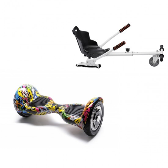 Elektromos Hoverboard Standard GoKart Szett, 10 colos, Off-Road HipHop, Standard Hatótávolság, és Fehér Hoverkart, Smart Balance