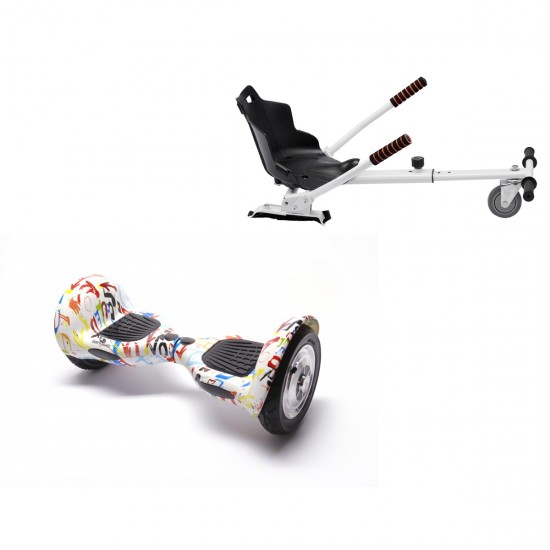 Elektromos Hoverboard Standard GoKart Szett, 10 colos, Off-Road Splash, Standard Hatótávolság, és Fehér Hoverkart, Smart Balance