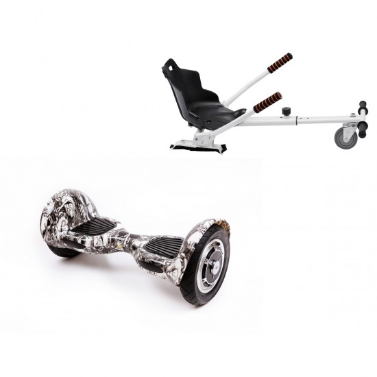 Elektromos Hoverboard Standard GoKart Szett, 10 colos, Off-Road SkullHead, Standard Hatótávolság, és Fehér Hoverkart, Smart Balance