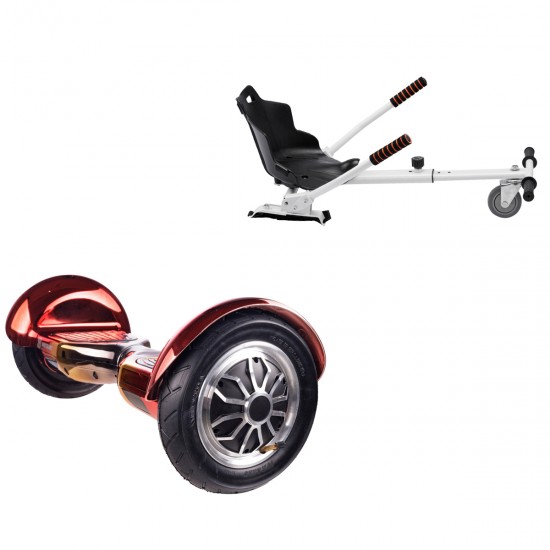Elektromos Hoverboard Standard GoKart Szett, 10 colos, Off-Road Sunset, Nagy Hatótávolság, és Fehér Hoverkart, Smart Balance