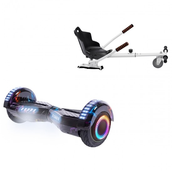 Elektromos Hoverboard Standard GoKart Szett, 6.5 colos, Transformers Thunderstorm Blue PRO, Nagy Hatótávolság, és Fehér Hoverkart, Smart Balance