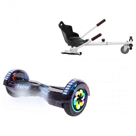 Elektromos Hoverboard Standard GoKart Szett, 8 colos, Transformers Thunderstorm Blue PRO, Standard Hatótávolság, és Fehér Hoverkart, Smart Balance
