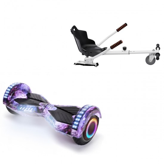 Elektromos Hoverboard Standard GoKart Szett, 6.5 colos, Transformers Galaxy PRO, Nagy Hatótávolság, és Fehér Hoverkart, Smart Balance
