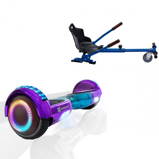 Elektromos Hoverboard Standard GoKart Szett, 6.5 colos, Regular Dakota PRO LED, Nagy Hatótávolság, és Kék Hoverkart, Smart Balance