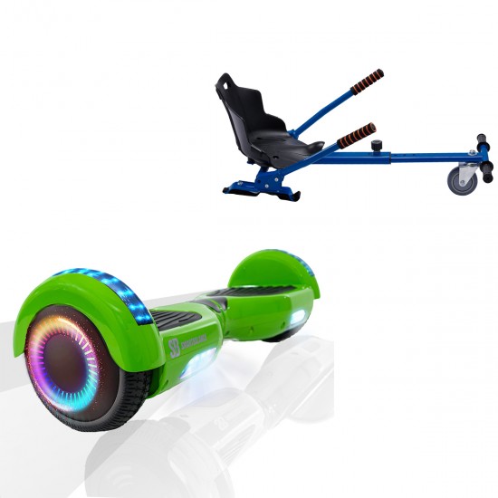 Elektromos Hoverboard Standard GoKart Szett, 6.5 colos, Regular Green PRO, Standard Hatótávolság, és Kék Hoverkart, Smart Balance