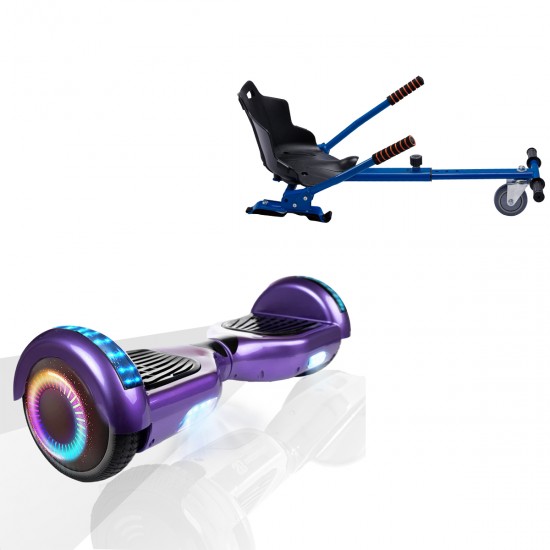 Elektromos Hoverboard Standard GoKart Szett, 6.5 colos, Regular Purple PRO, Nagy Hatótávolság, és Kék Hoverkart, Smart Balance