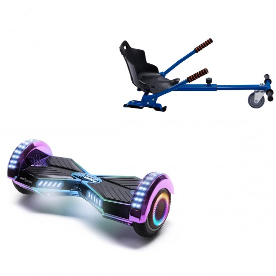 Elektromos Hoverboard Standard GoKart Szett, 6.5 colos, Transformers Dakota PRO LED, Standard Hatótávolság, és Kék Hoverkart, Smart Balance