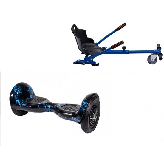 Elektromos Hoverboard Standard GoKart Szett, 10 colos, Off-Road Thunderstorm Blue, Standard Hatótávolság, és Kék Hoverkart, Smart Balance