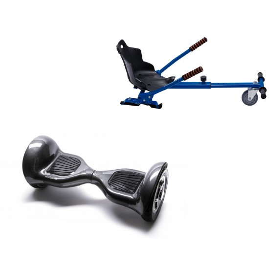 Elektromos Hoverboard Standard GoKart Szett, 10 colos, Off-Road Carbon, Nagy Hatótávolság, és Kék Hoverkart, Smart Balance