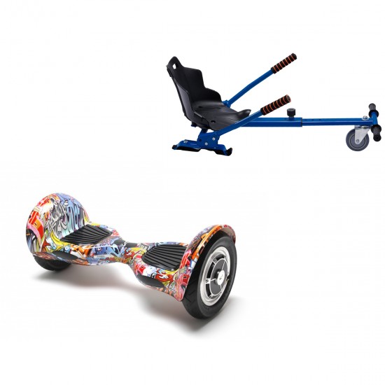 Elektromos Hoverboard Standard GoKart Szett, 10 colos, Off-Road HipHop Orange, Standard Hatótávolság, és Kék Hoverkart, Smart Balance