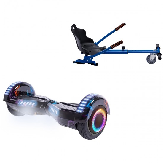 Elektromos Hoverboard Standard GoKart Szett, 6.5 colos, Transformers Thunderstorm Blue PRO, Nagy Hatótávolság, és Kék Hoverkart, Smart Balance