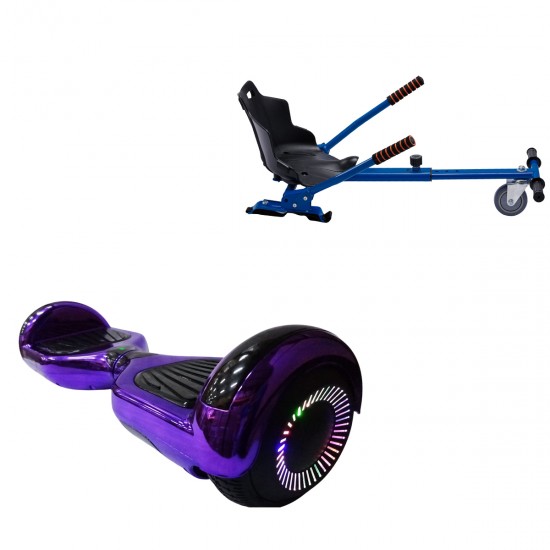 Elektromos Hoverboard Standard GoKart Szett, 6.5 colos, Regular ElectroPurple PRO, Standard Hatótávolság, és Kék Hoverkart, Smart Balance