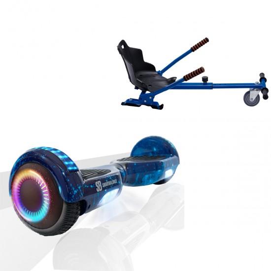 Elektromos Hoverboard Standard GoKart Szett, 6.5 colos, Regular Galaxy Blue PRO, Nagy Hatótávolság, és Kék Hoverkart, Smart Balance