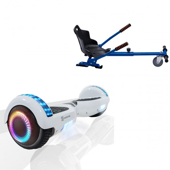 Elektromos Hoverboard Standard GoKart Szett, 6.5 colos, Regular White Pearl PRO, Nagy Hatótávolság, és Kék Hoverkart, Smart Balance