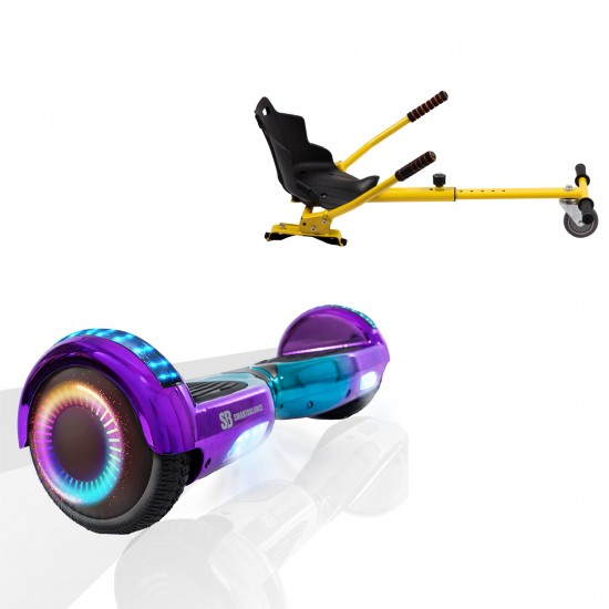 Elektromos Hoverboard Standard GoKart Szett, 6.5 colos, Regular Dakota PRO, Nagy Hatótávolság, és Sárga Hoverkart, Smart Balance