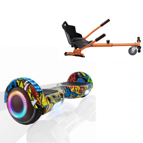 Elektromos Hoverboard Standard GoKart Szett, 6.5 colos, Regular HipHop PRO, Standard Hatótávolság, és Narancs Hoverkart, Smart Balance
