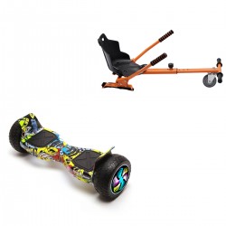 Elektromos Hoverboard Standard GoKart Szett, 8.5 colos, Hummer HipHop PRO, Standard Hatótávolság, és Narancs Hoverkart, Smart Balance