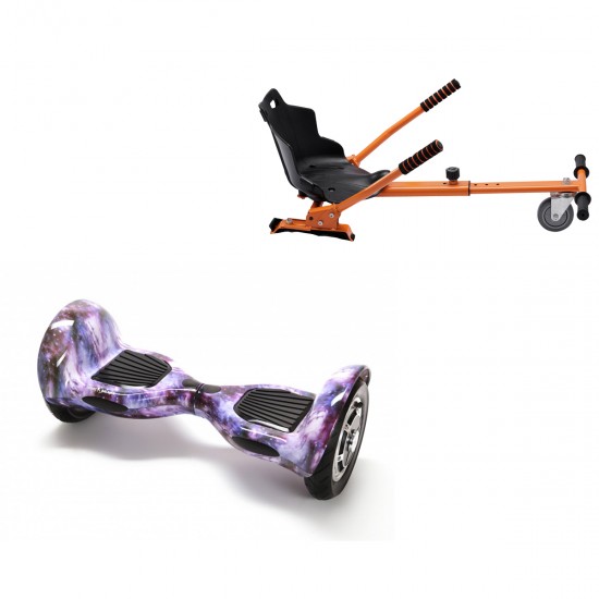 Elektromos Hoverboard Standard GoKart Szett, 10 colos, Off-Road Galaxy, Standard Hatótávolság, és Narancs Hoverkart, Smart Balance